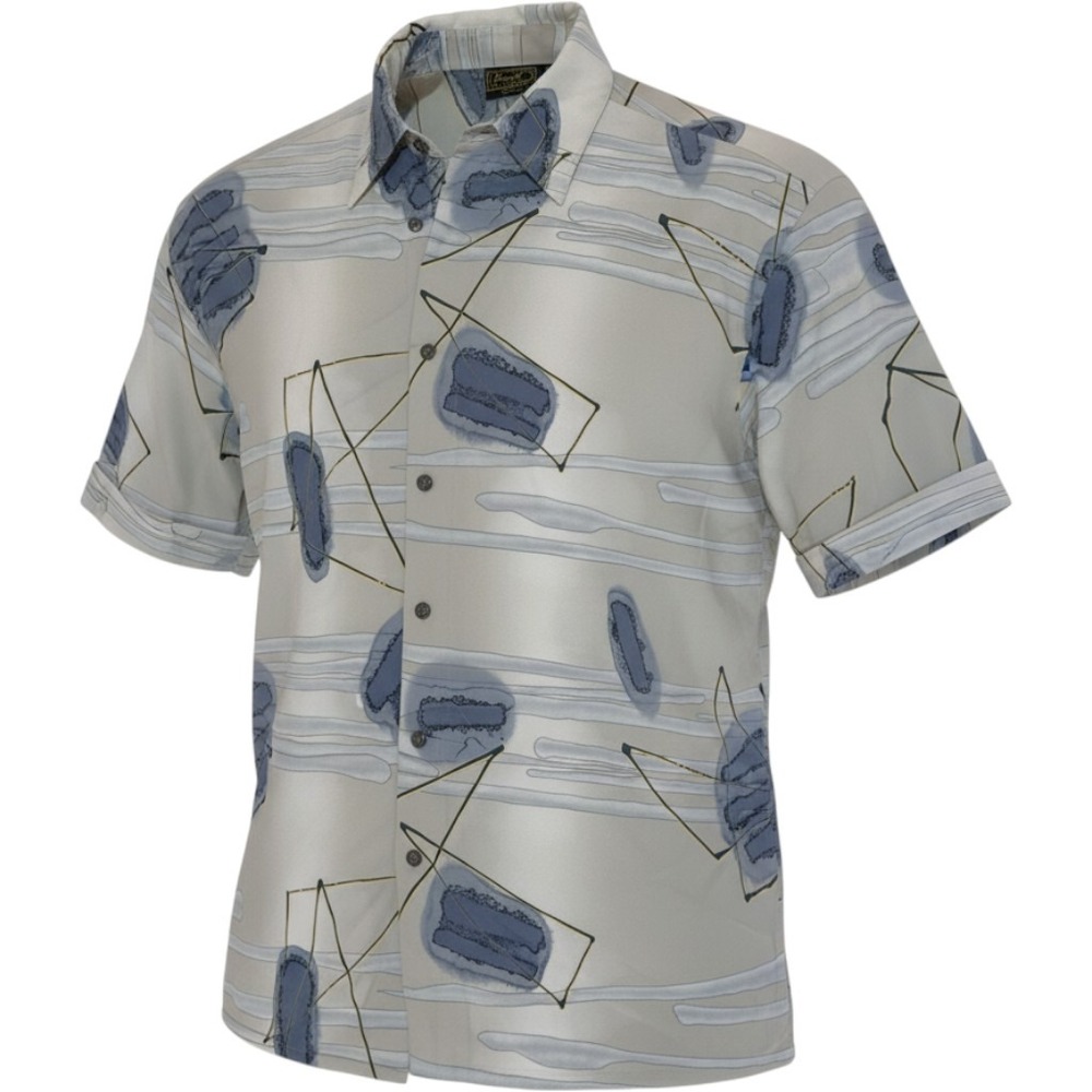 Monzini Collection Button Down Shirt Mens Large Gray Polyester Abstract Y2K USA